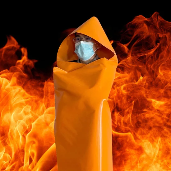 Escape Household Fire Fighting Insulation Rescue Safety Fireproof Cloak Cape Hooded Fire Suit with Reflective Strip