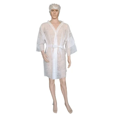 Hospitals Beauty Centers and Hairdresser Disposable Beauty Coat Belt Included Sauna Coat Middle Sleeves Polypropylene Gown Soft Non